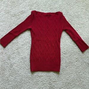 Women's Red Cable Knit Sweater